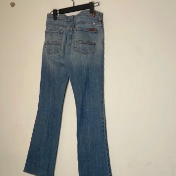 7 For All Mankind Blue Flare Wide Leg Jeans - Picture 3 of 4